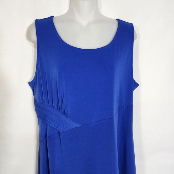 Susan Graver Womens Tank Top Medium Blue Liquid Knit Asymmetric Hem Sleeveless - Picture 3 of 8
